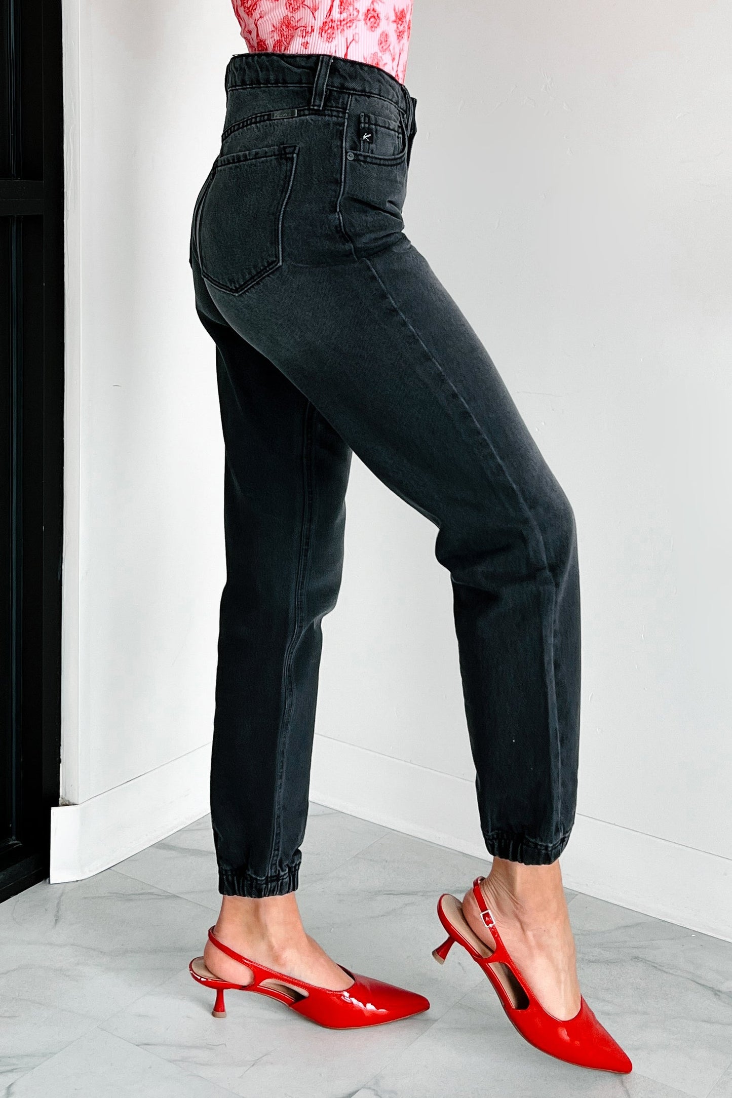 Sean High Rise Button Fly Kancan Jogger Jeans (Grey)