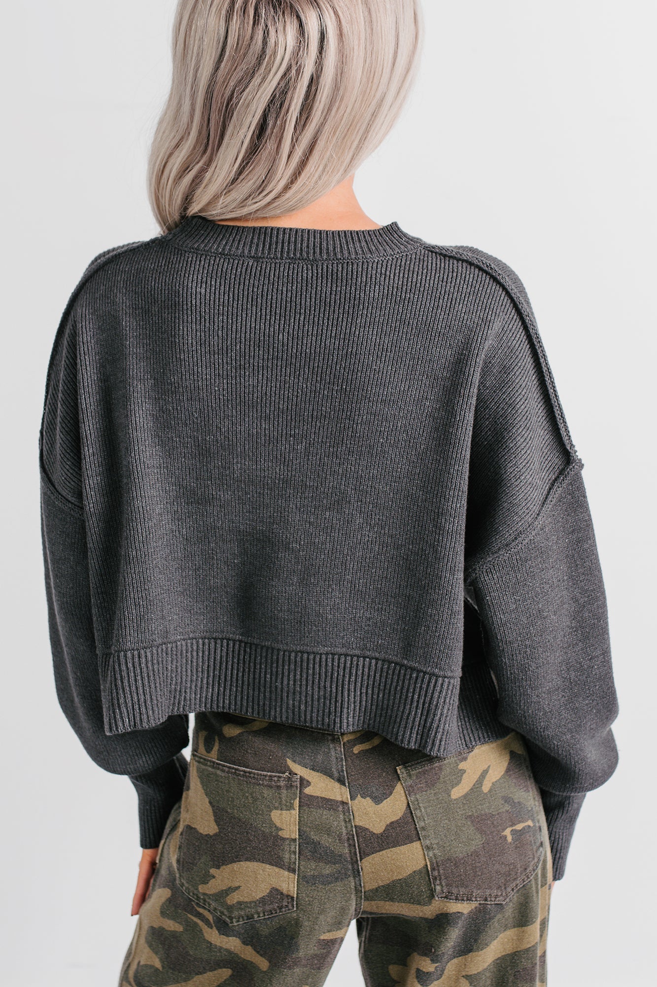 Warm December Ribbed Crop Sweater (Black)