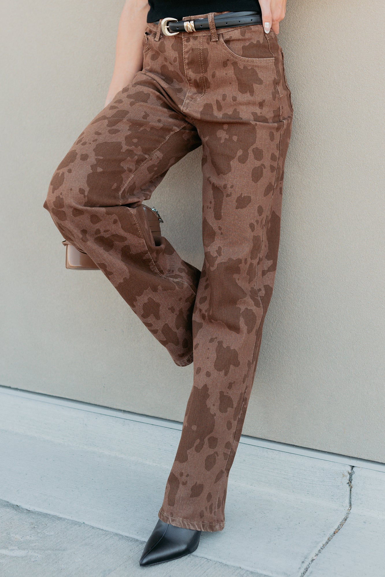 Valentina Stretchy Straight Leg Balboa Fashion Jeans (Cow Print)