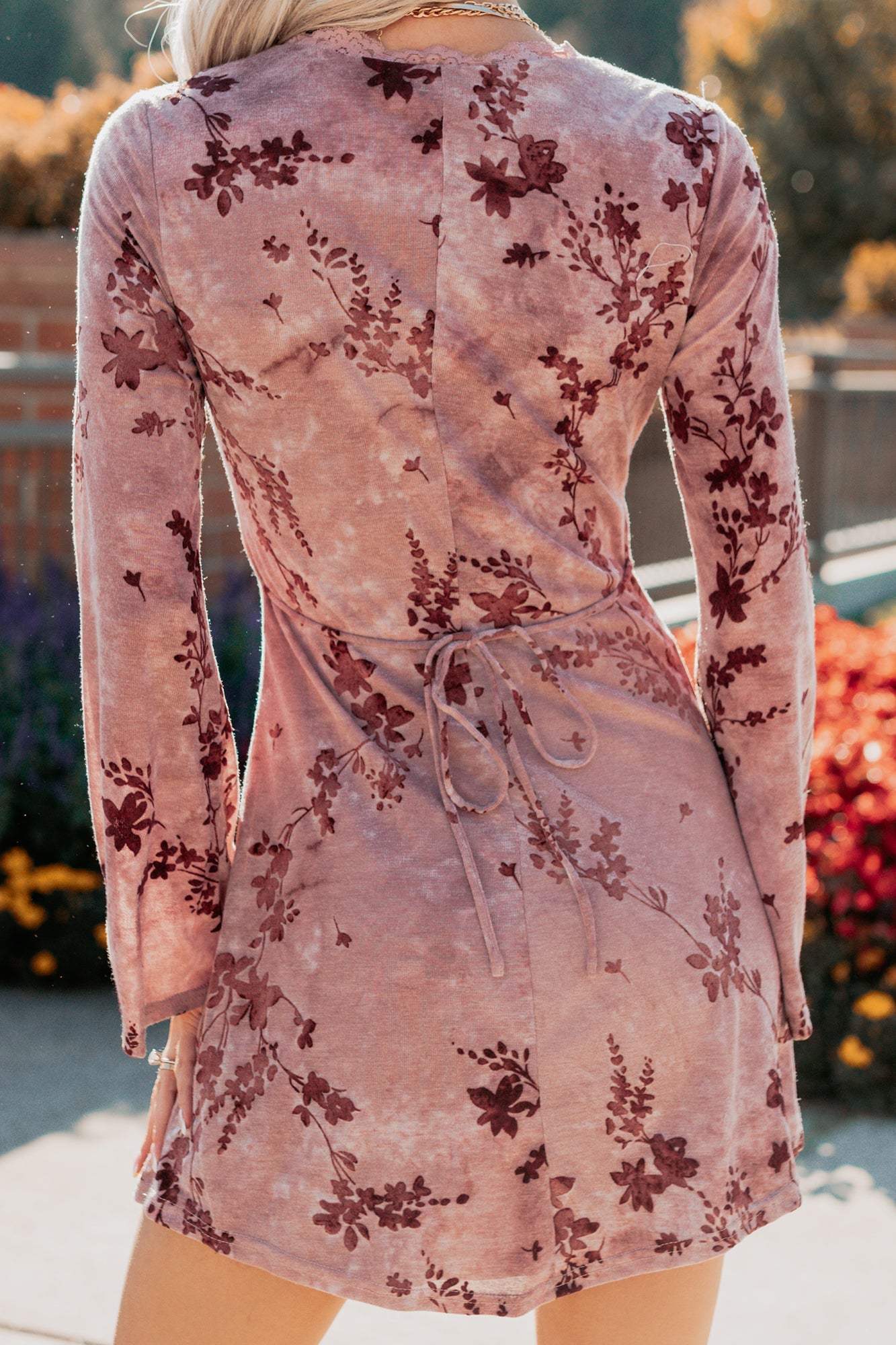 Top Tier Love Floral Velvet Mini Dress (Blush)