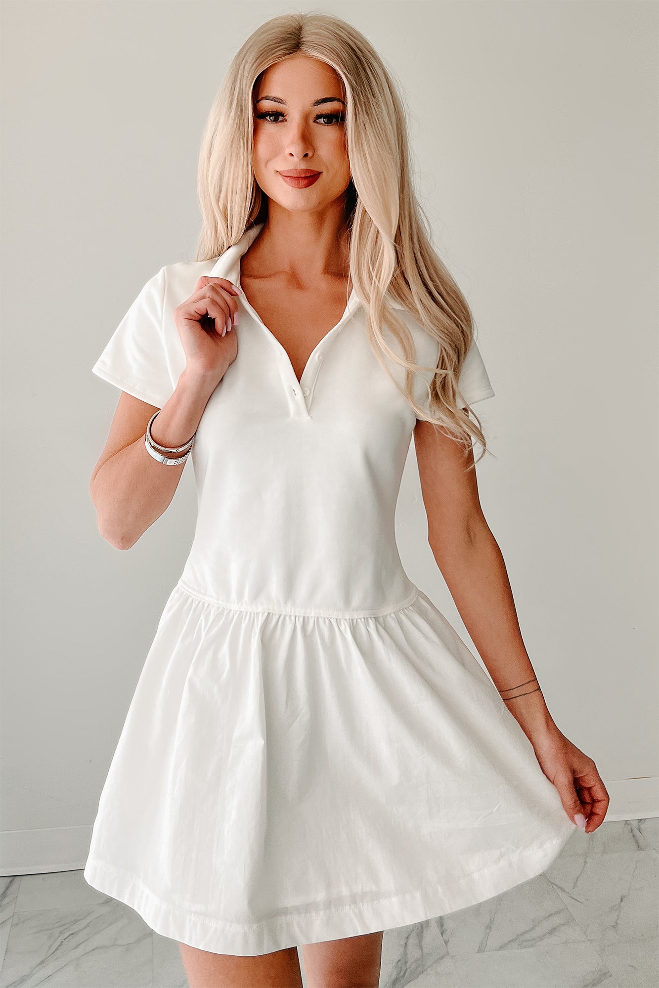 Winner Takes It All Active Mini Dress (White)