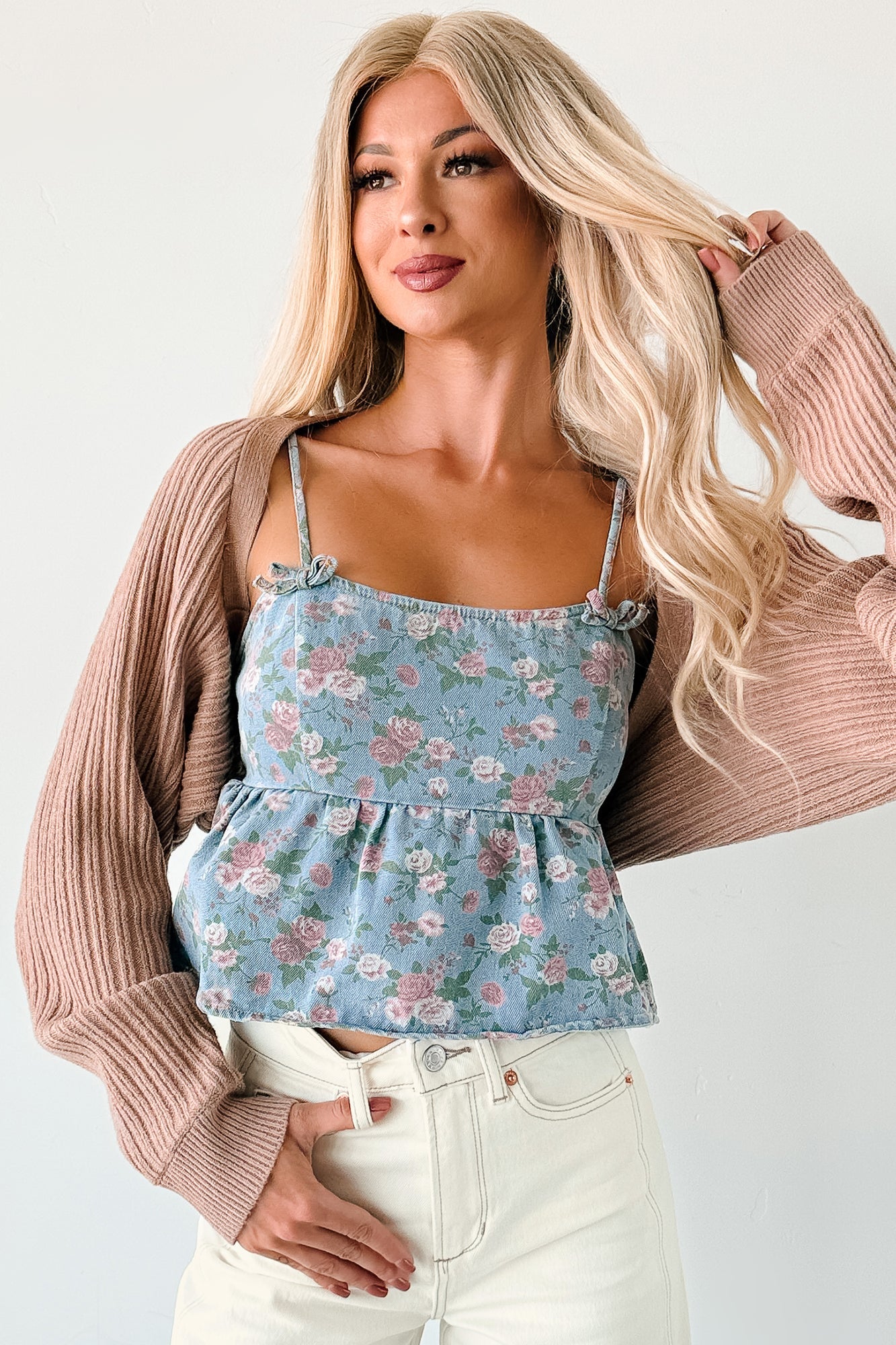Toasted Coconut Season Bolero Shrug Cardigan (Dark Taupe)